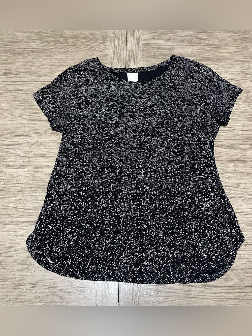 H&M top, medium, black with tiny white polka dots